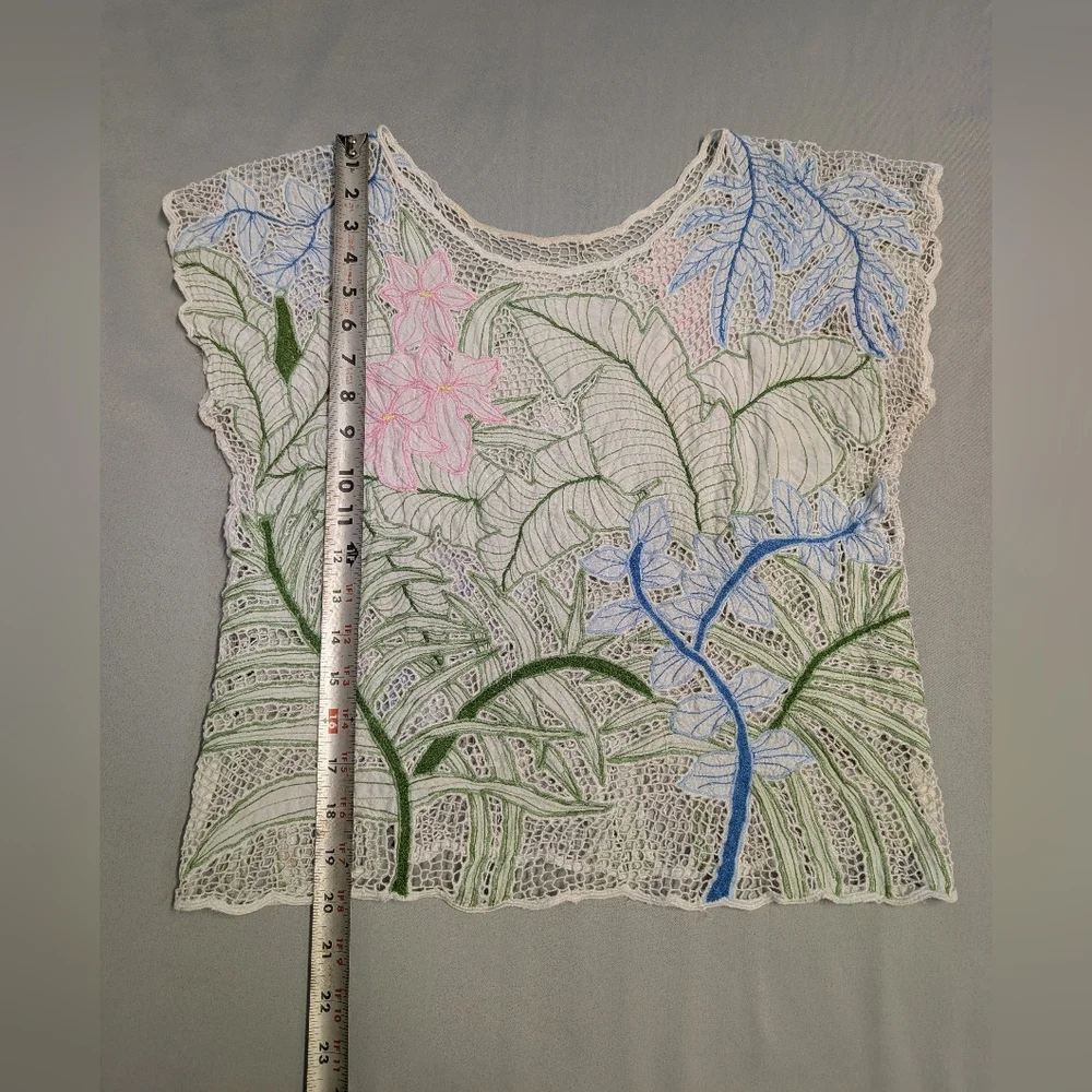 Vintage Floral Lace Women Top - Picture 7 of 8